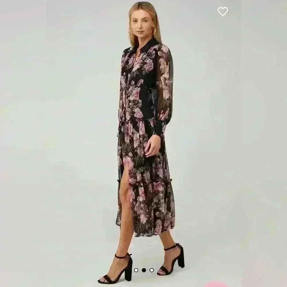 Bardot navy floral dress